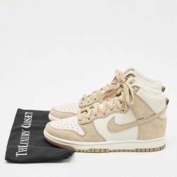 Nike Tan/White Suede and Leather Dunk High Top Sneakers Size 38.5