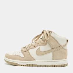 Nike Tan/White Suede and Leather Dunk High Top Sneakers Size 38.5