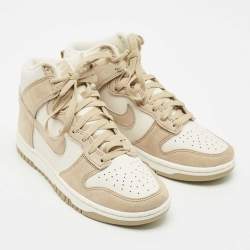Nike Tan/White Suede and Leather Dunk High Top Sneakers Size 38.5