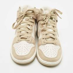 Nike Tan/White Suede and Leather Dunk High Top Sneakers Size 38.5