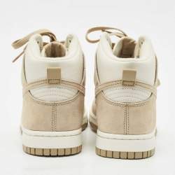 Nike Tan/White Suede and Leather Dunk High Top Sneakers Size 38.5