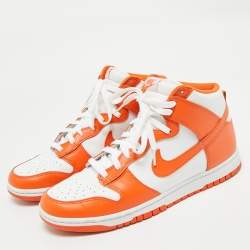 Nike Orange/White Leather Dunk High Syracuse Sneakers Size 45.5