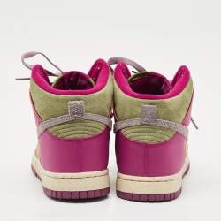 Pre Owned Nike Multicolor Leather And Suede Dunk Dynamic Berry High  Sneakers Size 38.5