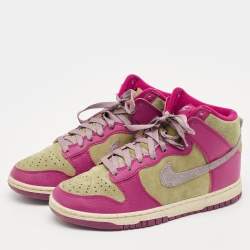 Pre Owned Nike Multicolor Leather And Suede Dunk Dynamic Berry High  Sneakers Size 38.5