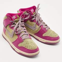 Pre Owned Nike Multicolor Leather And Suede Dunk Dynamic Berry High  Sneakers Size 38.5