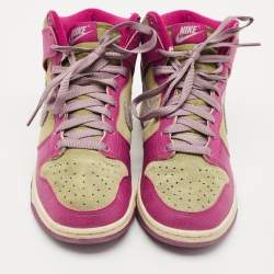 Pre Owned Nike Multicolor Leather And Suede Dunk Dynamic Berry High  Sneakers Size 38.5