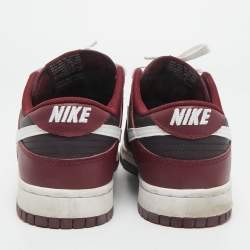 Pre Owned Nike Burgundy Leather Dunk Low Dark Beetroot Sneakers Size 44