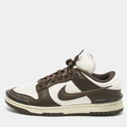 Pre Owned Nike Brown/White Leather Low Twist 'Baroque Brow  Sneakers Size 38.5