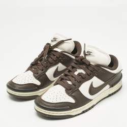 Pre Owned Nike Brown/White Leather Low Twist 'Baroque Brow Sneakers Size 38.5