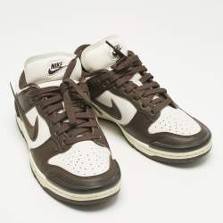 Pre Owned Nike Brown/White Leather Low Twist 'Baroque Brow Sneakers Size 38.5