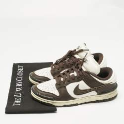 Pre Owned Nike Brown/White Leather Low Twist 'Baroque Brow Sneakers Size 38.5