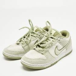 Pre Owned Nike Green/White Cotton Blend Dunk Low SE CC "Fleece Pack Sneakers Size 38
