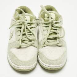 Pre Owned Nike Green/White Cotton Blend Dunk Low SE CC "Fleece Pack Sneakers Size 38