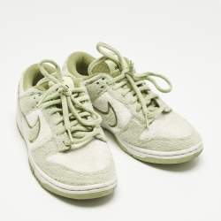 Pre Owned Nike Green/White Cotton Blend Dunk Low SE CC "Fleece Pack Sneakers Size 38