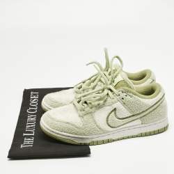 Pre Owned Nike Green/White Cotton Blend Dunk Low SE CC "Fleece Pack Sneakers Size 38