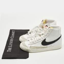 Pre Owned Nike Blazer Mid sacai Size 38 White Leather and Suede High Top Sneakers