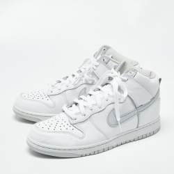 Pre Owned حذاء رياضي نايك دانك هاي جلد أبيض رقبة عالية مقاس 43