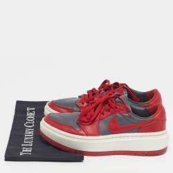 Pre Owned Nike Air Jordan 1 Low Size 38 Grey Leather Elevate "UNLV" Low Top Sneakers