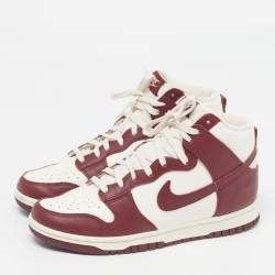 Pre Owned Nike Dunk Sail Team Red Size 39 Red/Ivory Leather High Top Sneakers