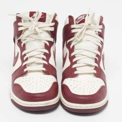 Pre Owned Nike Dunk Sail Team Red Size 39 Red/Ivory Leather High Top Sneakers