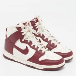 Pre Owned Nike Dunk Sail Team Red Size 39 Red/Ivory Leather High Top Sneakers