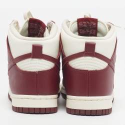 Pre Owned Nike Dunk Sail Team Red Size 39 Red/Ivory Leather High Top Sneakers