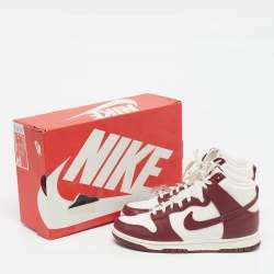 Pre Owned Nike Dunk Sail Team Red Size 39 Red/Ivory Leather High Top Sneakers