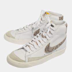 Nike Blazer Mid '77 Vintage Grey/White Suede And Snakeskin Embossed High Top Sneakers Size 42