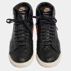 Nike Black/Bronze Quilted Leather Blazer High Top Sneakers Size 40