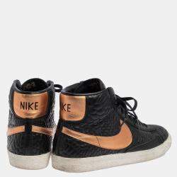 Nike Black/Bronze Quilted Leather Blazer High Top Sneakers Size 40