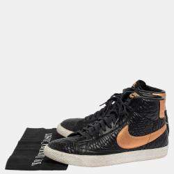 Nike Black/Bronze Quilted Leather Blazer High Top Sneakers Size 40