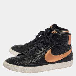 Nike Black/Bronze Quilted Leather Blazer High Top Sneakers Size 40