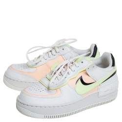 Pre Owned Nike White Leather Air Force 1 Shadow White Crimson Tint Low Top Sneakers Size 38