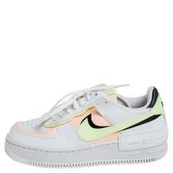 Pre Owned Nike White Leather Air Force 1 Shadow White Crimson Tint Low Top Sneakers Size 38