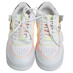 Pre Owned Nike White Leather Air Force 1 Shadow White Crimson Tint Low Top Sneakers Size 38