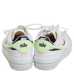 Pre Owned Nike White Leather Air Force 1 Shadow White Crimson Tint Low Top Sneakers Size 38