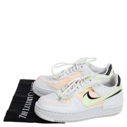 Pre Owned Nike White Leather Air Force 1 Shadow White Crimson Tint Low Top Sneakers Size 38