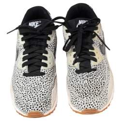 Nike Black/White Leather and Suede Air Max 90 Safari Sneakers Size 38