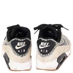 Nike Black/White Leather and Suede Air Max 90 Safari Sneakers Size 38