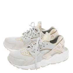 Nike Air Grey/Beige Fabric And Python Embossed Leather Huarache Sneakers Size 39