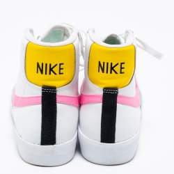 Pre Owned Nike White Leather and Suede Blazer Mid 77 High Top Sneakers Size 39