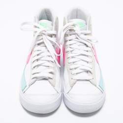 Pre Owned Nike White Leather and Suede Blazer Mid 77 High Top Sneakers Size 39