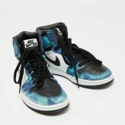 Pre Owned Nike Jordan Multicolor Leather And Fabric Air Jordan 1 Retro Tie-Dye High Top Sneakers Size 38.5