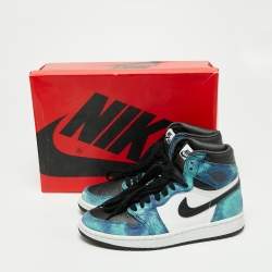 Pre Owned Nike Jordan Multicolor Leather And Fabric Air Jordan 1 Retro Tie-Dye High Top Sneakers Size 38.5