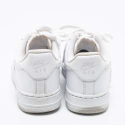 Pre Owned Nike White Leather Air Force 1 Low Top Sneakers Size 38