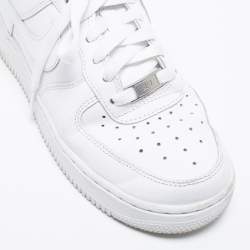 Pre Owned Nike White Leather Air Force 1 Low Top Sneakers Size 38