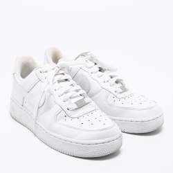 Pre Owned Nike White Leather Air Force 1 Low Top Sneakers Size 38