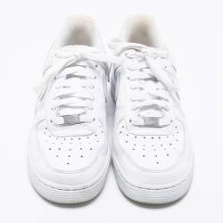 Pre Owned Nike White Leather Air Force 1 Low Top Sneakers Size 38
