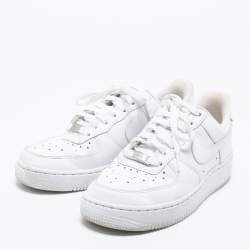 Pre Owned Nike White Leather Air Force 1 Low Top Sneakers Size 38