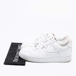 Pre Owned Nike White Leather Air Force 1 Low Top Sneakers Size 38